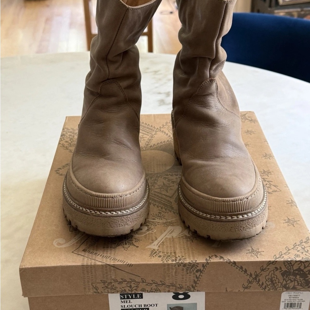 Free People Women’s Hazelnut Lug Sole Mel Slouch Boots Size 8